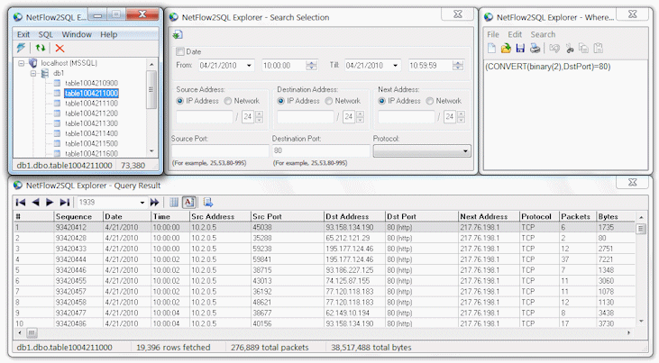 NetFlow2SQL Explorer screenshot