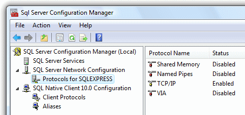 Microsoft SQL Server Management Studio - Protocols