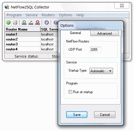 NetFlow2SQL Collector - Options - General