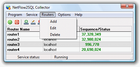 NetFlow2SQL Collector - Routers Menu