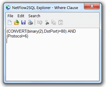 NetFlow2SQL Explorer - Where Clause