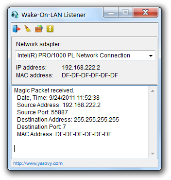 Wake-On-LAN Listener screenshot