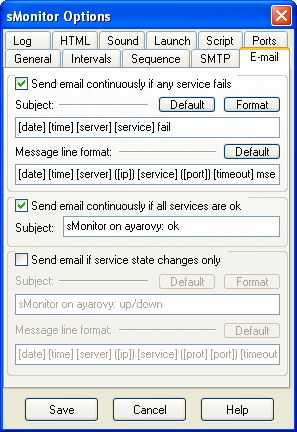 Options Menu - E-mail