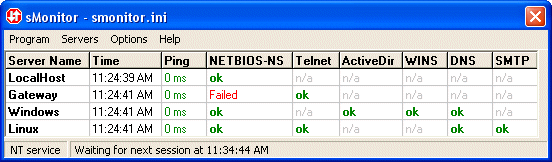 Status bar - NT service