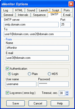 Options Menu - SMTP