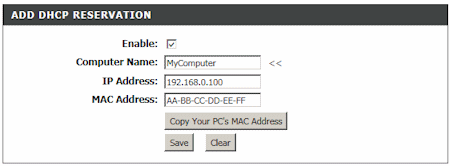 D-Link Router IP Reservation